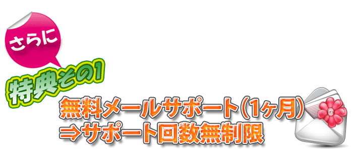 無料メールサポート（1ヶ月）⇒限定人数で3ヶ月